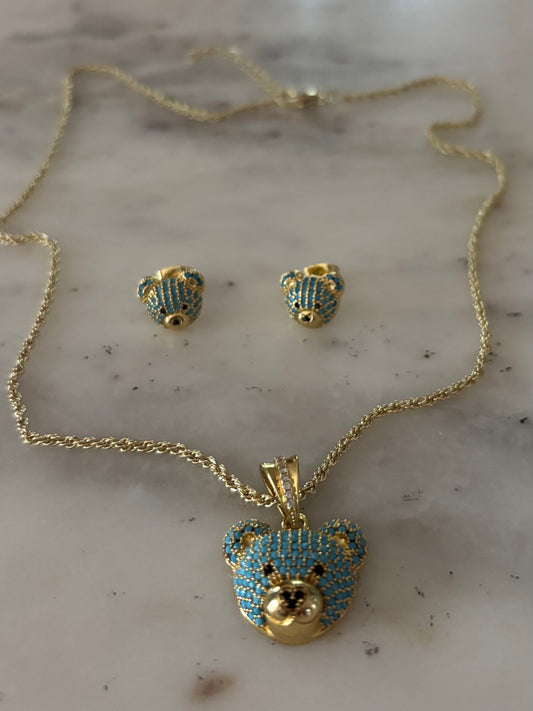 Collar de oso y aretes